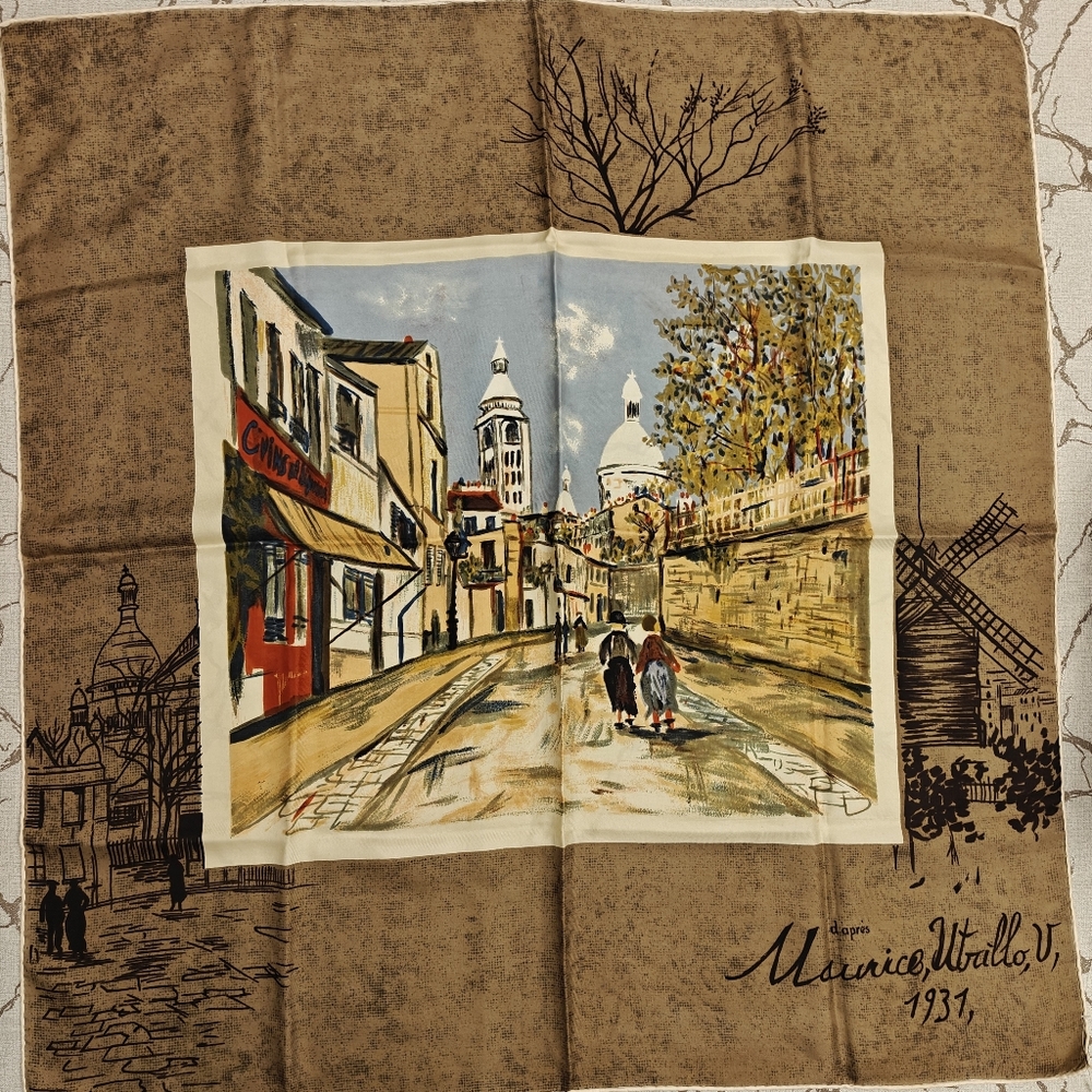 Vintage Signed SPADEM Paris Wearable Art Twill Scarf